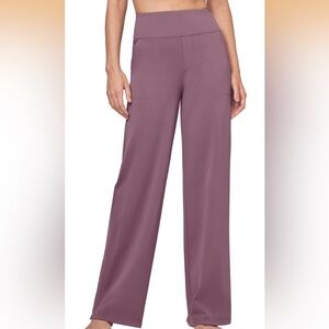 Willit Woman's Yoga Wide Leg Work Pant Trouser Purple Drid Rose Size Large